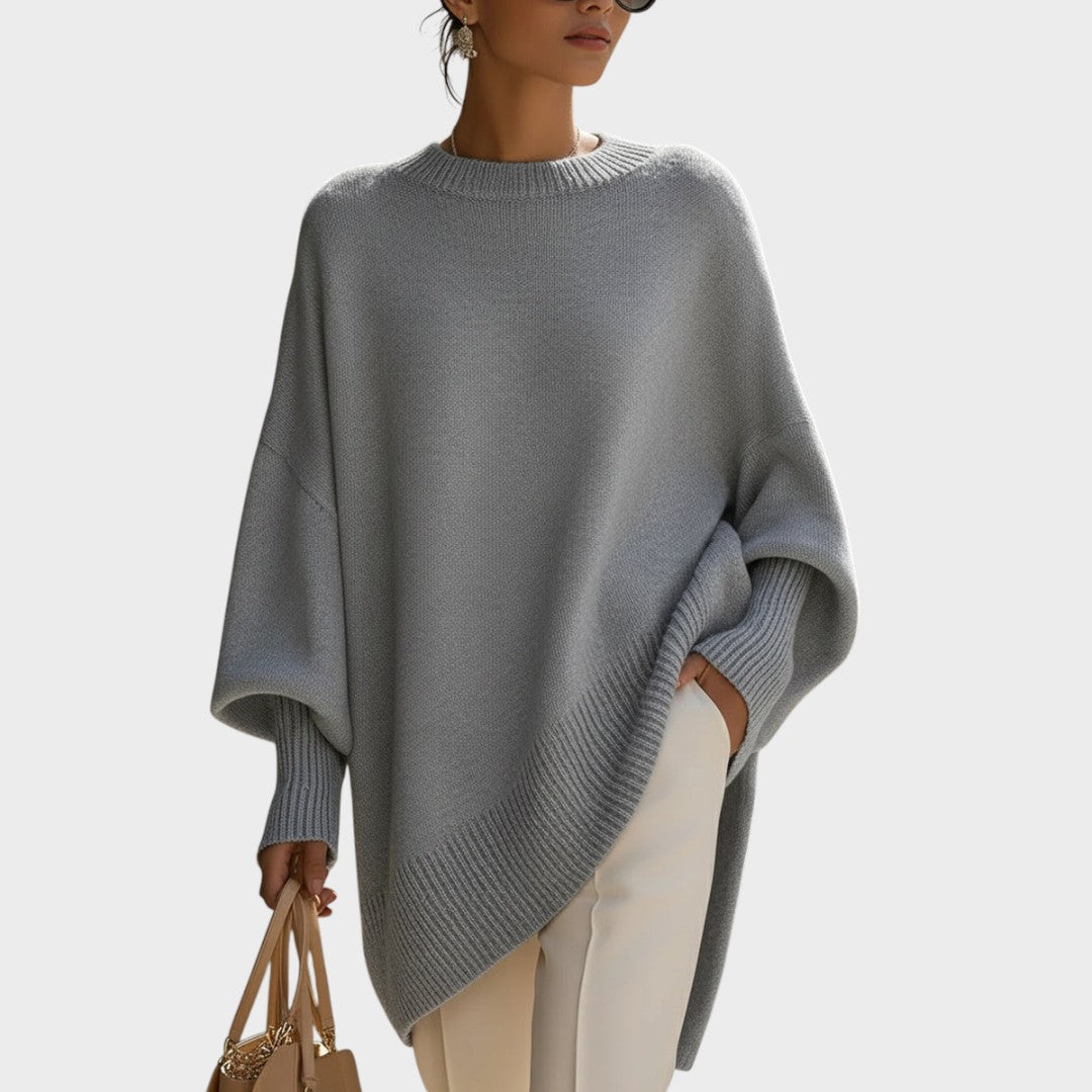 Celeste | Capa de Punto Asimétrica Oversize
