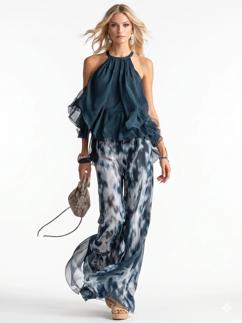 Conjunto elegante de dos piezas en chiffon