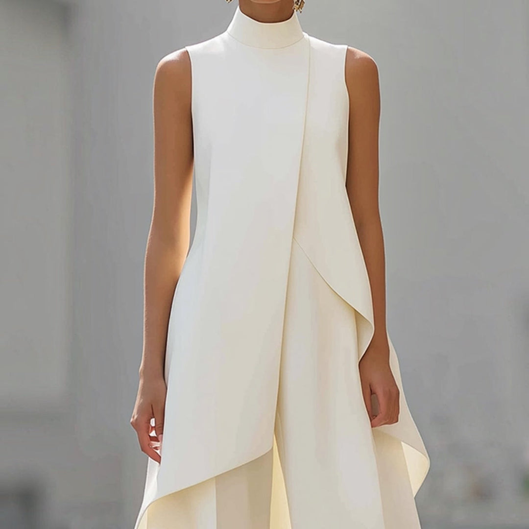 Milagros | Mono Elegante con Top Drapeado y Cuello Alto