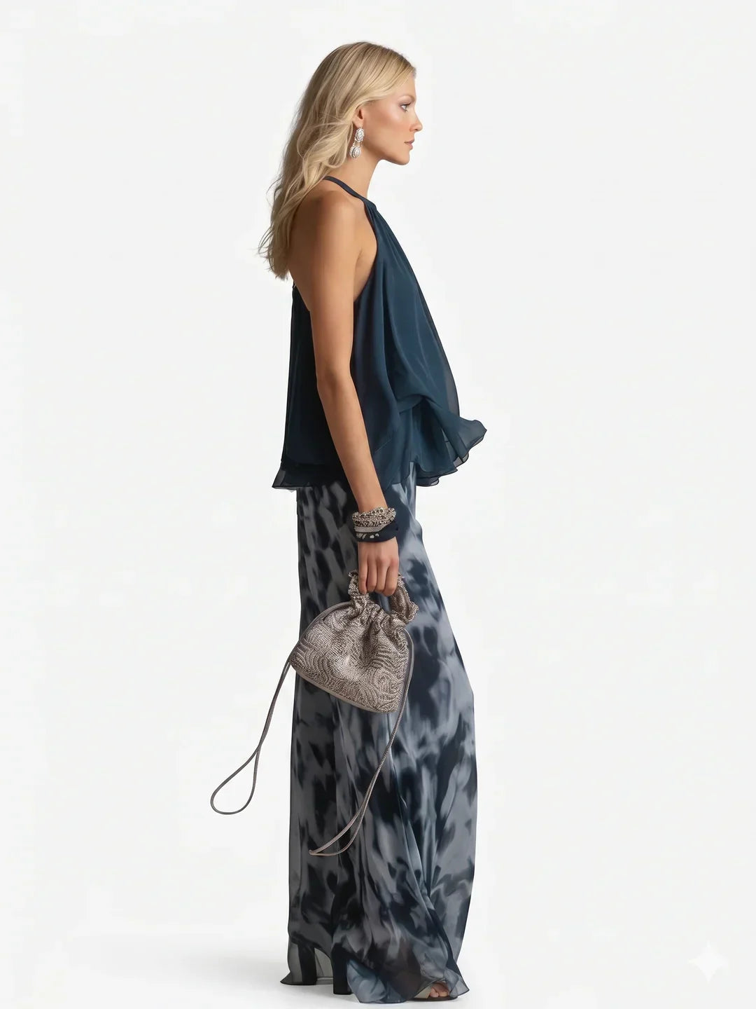 Conjunto elegante de dos piezas en chiffon