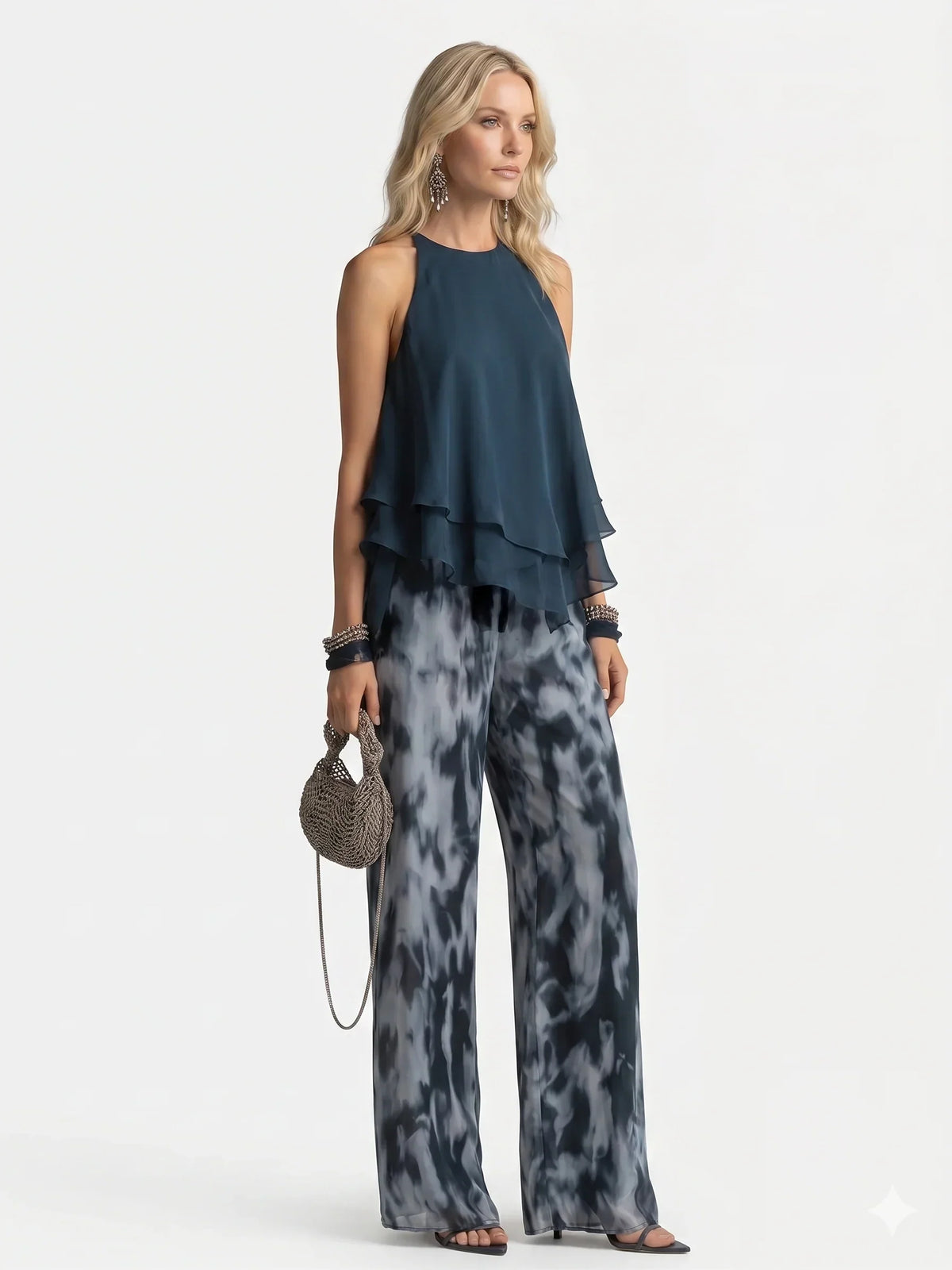 Conjunto elegante de dos piezas en chiffon
