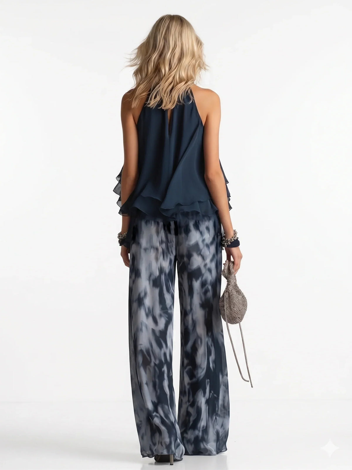Conjunto elegante de dos piezas en chiffon
