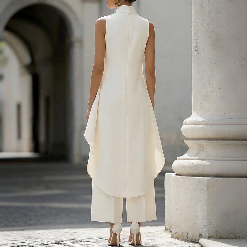 Milagros | Mono Elegante con Top Drapeado y Cuello Alto