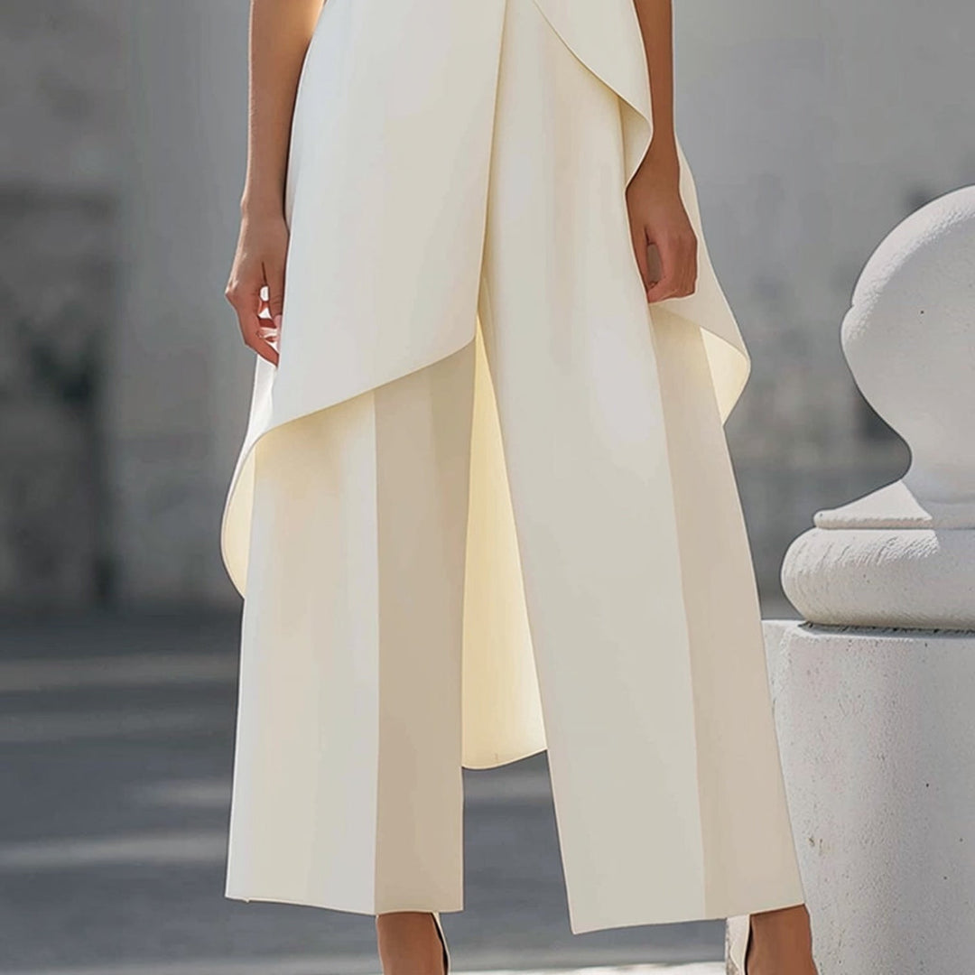 Milagros | Mono Elegante con Top Drapeado y Cuello Alto