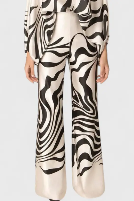 Sybella Conjunto de Dos Piezas con Hombros Descubiertos y Pantalones Amplios Estampados