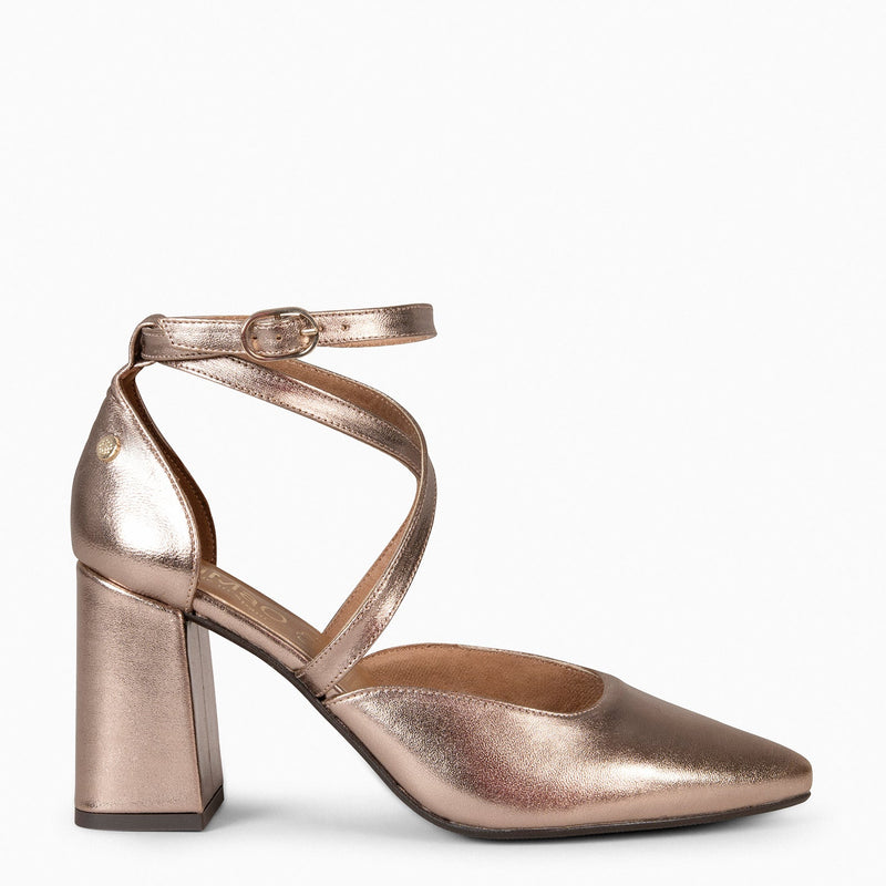 ARIEL - Zapato de tacón ancho DORADO