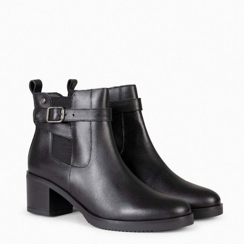 LEMY - Botines NEGRO de piel de napa