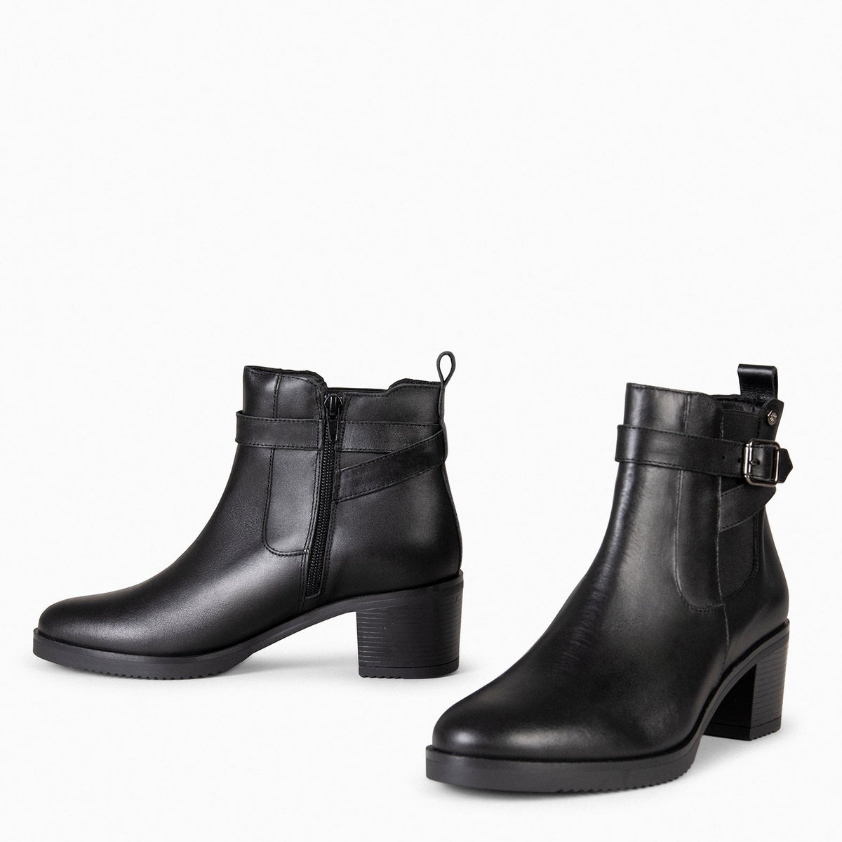LEMY - Botines NEGRO de piel de napa