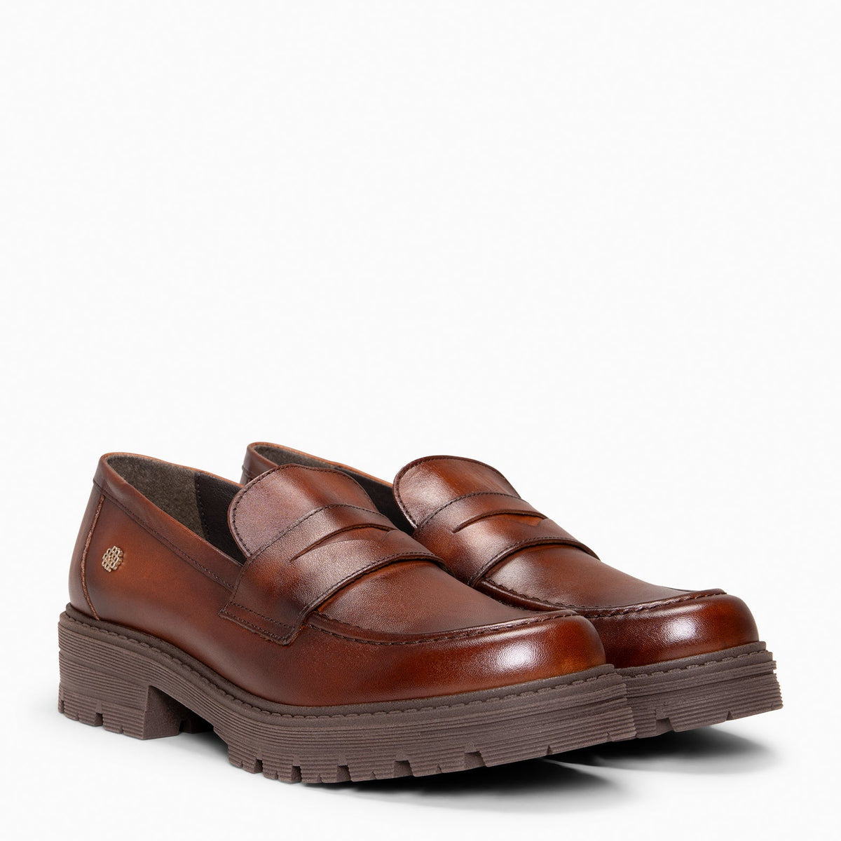 TRAVIS - Mocasin de piel de napa cepillada CAMEL
