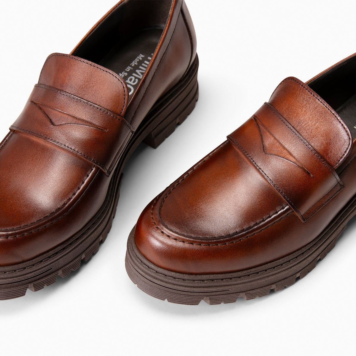 TRAVIS - Mocasin de piel de napa cepillada CAMEL