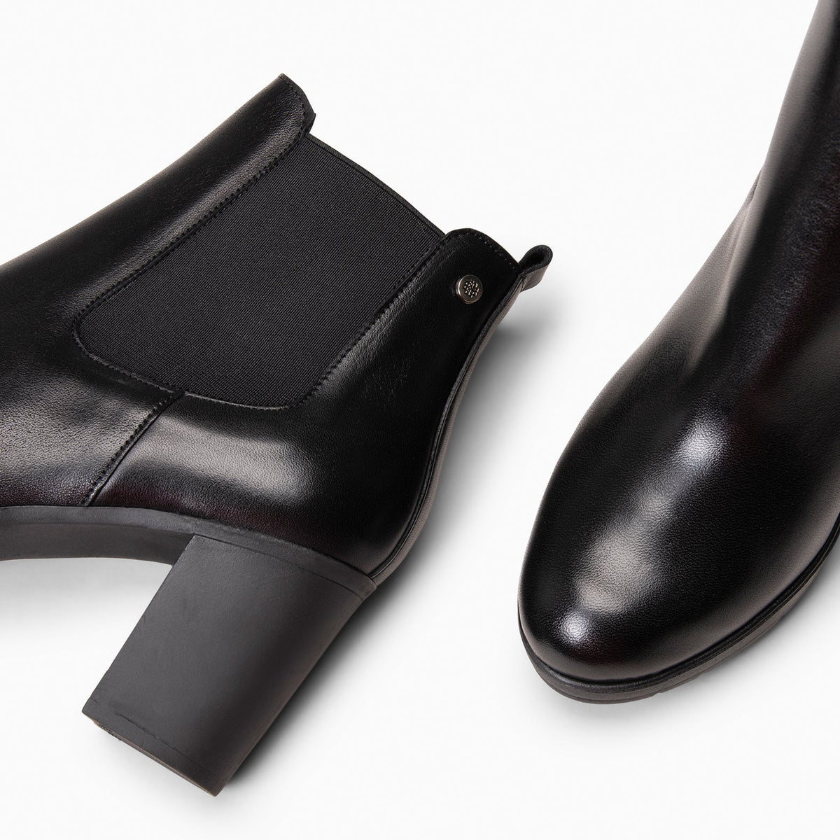 SABRINA – Botin de tacón alto con elástico lateral NEGRO