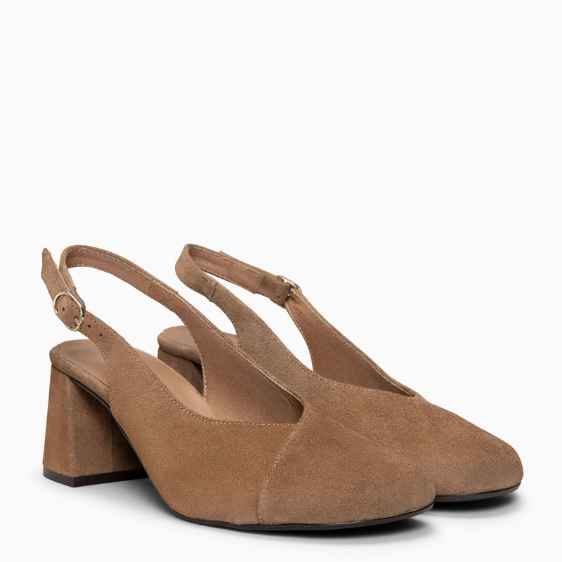 VEGA - Zapato de tacón ancho destalonado TAUPE