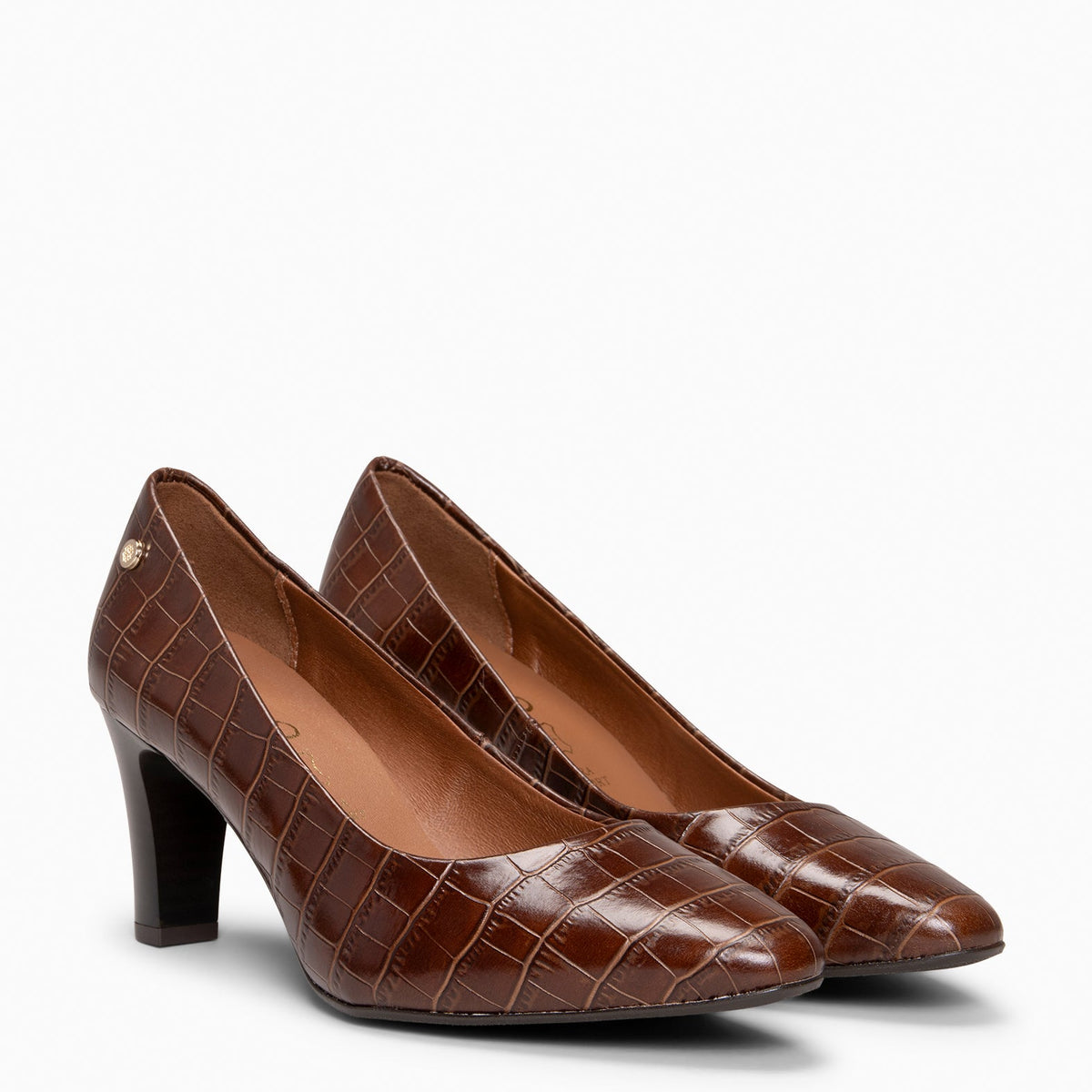 SABELA COCO – Zapato de tacón medio en piel MARRON