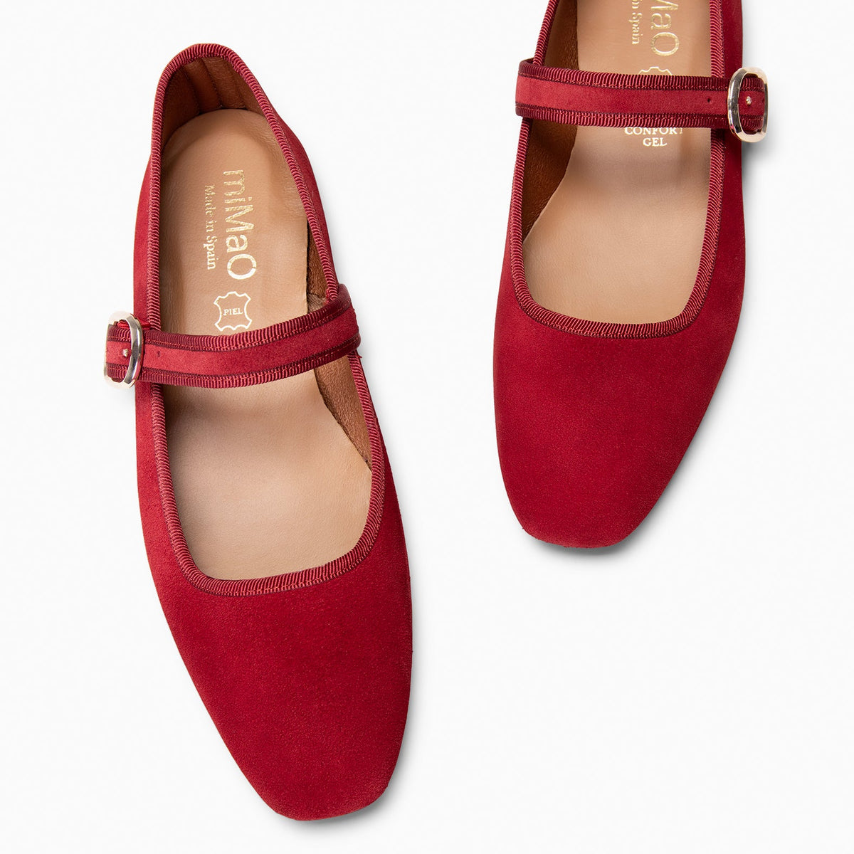 CLARA - Merceditas con puntera cuadrada en ROJO