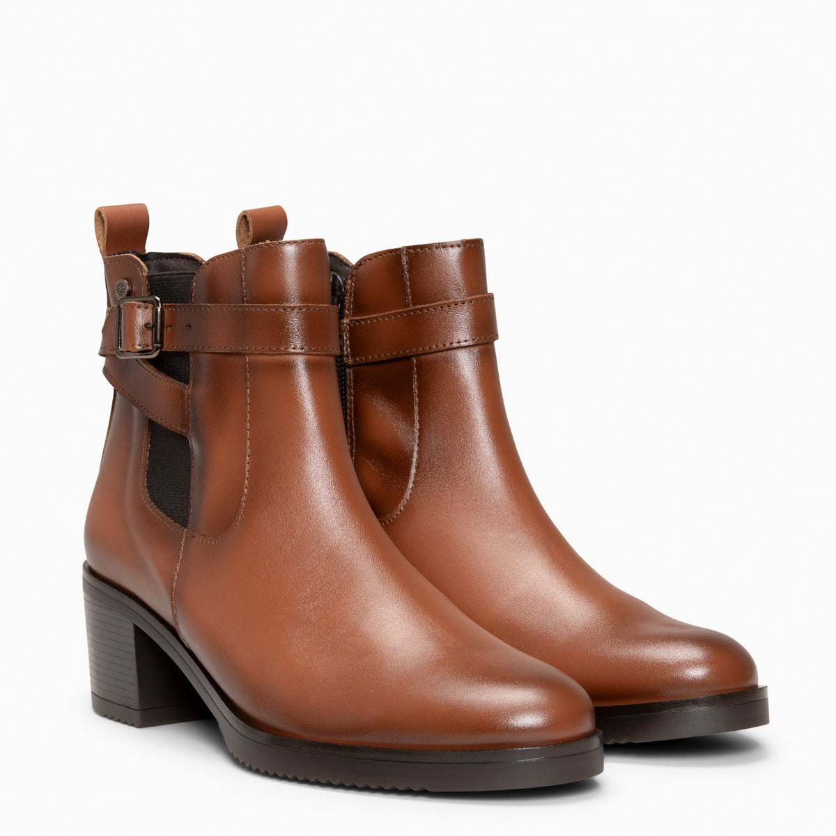 LEMY - Botines CAMEL de piel de napa