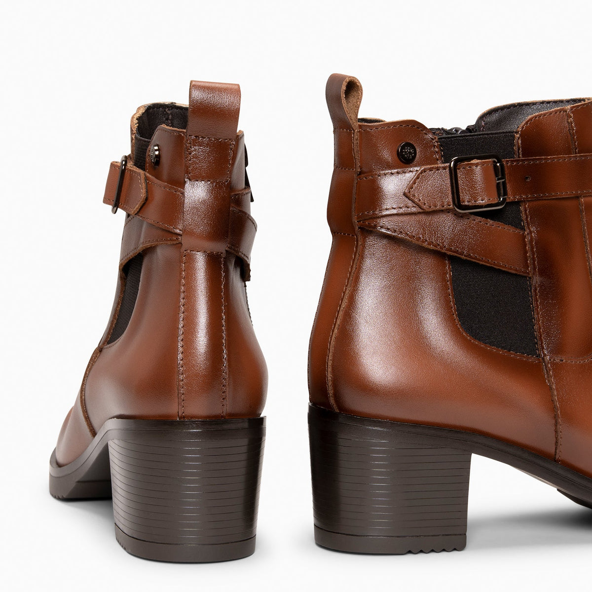 LEMY - Botines CAMEL de piel de napa