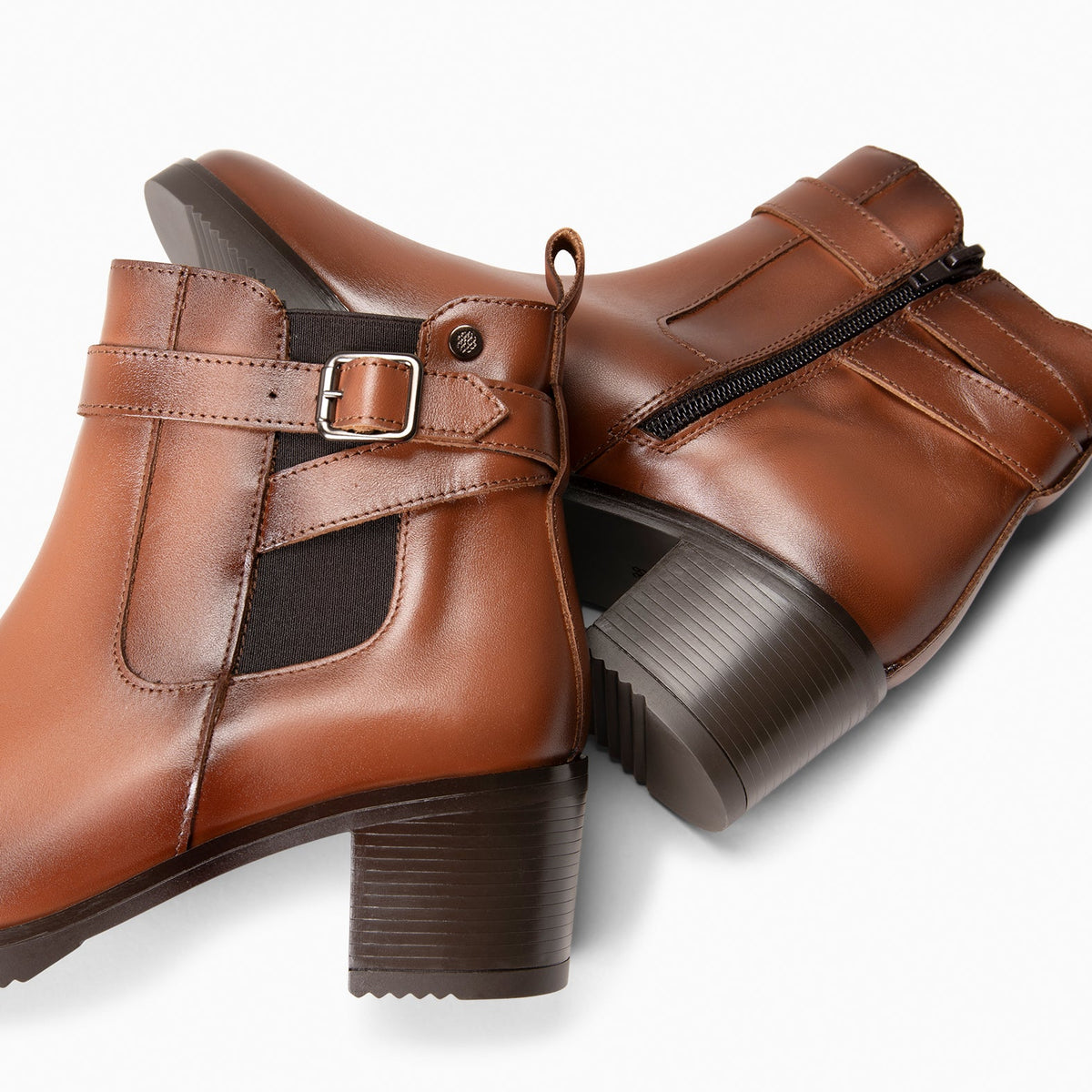 LEMY - Botines CAMEL de piel de napa