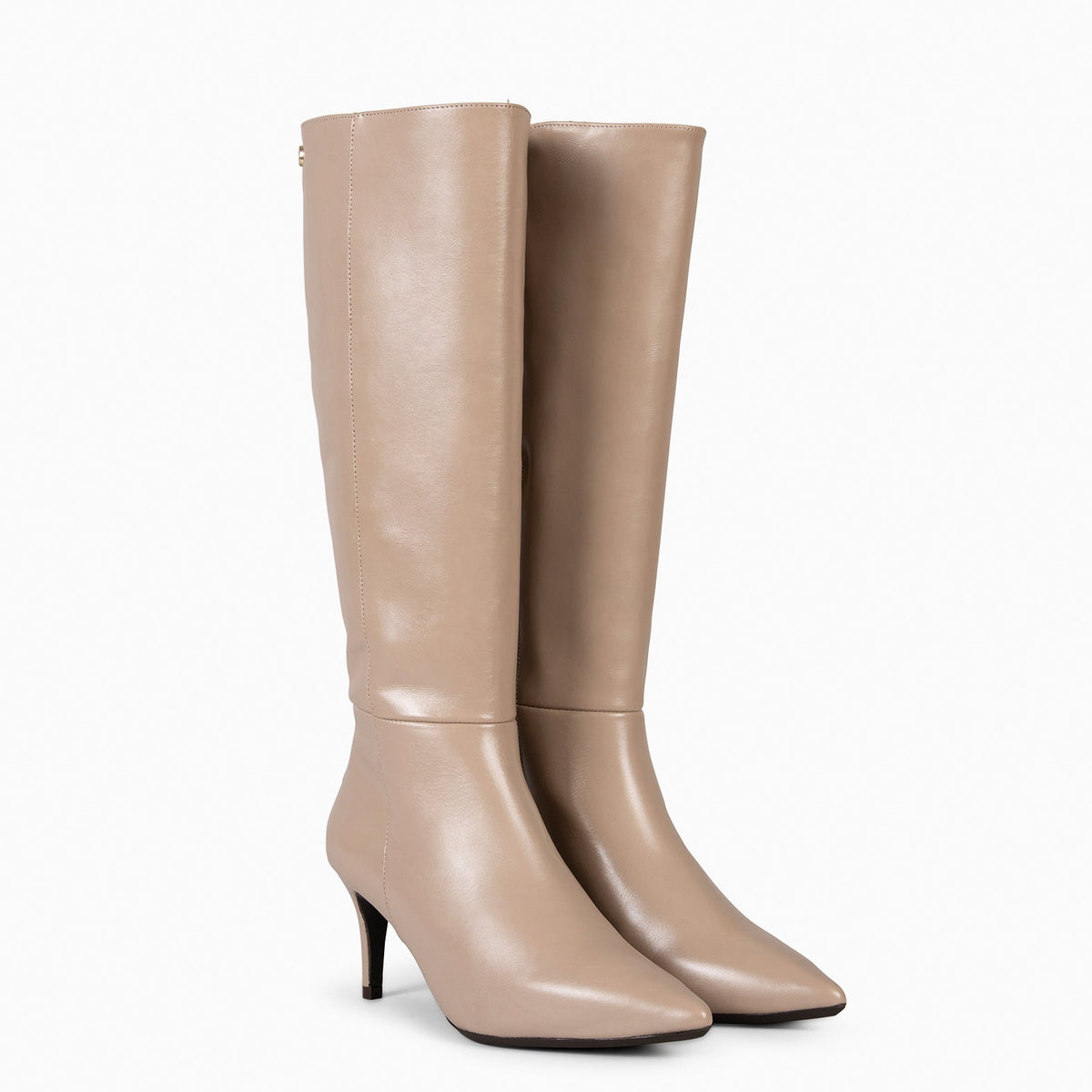 MANHATTAN - Botas de piel con tacón fino TAUPE