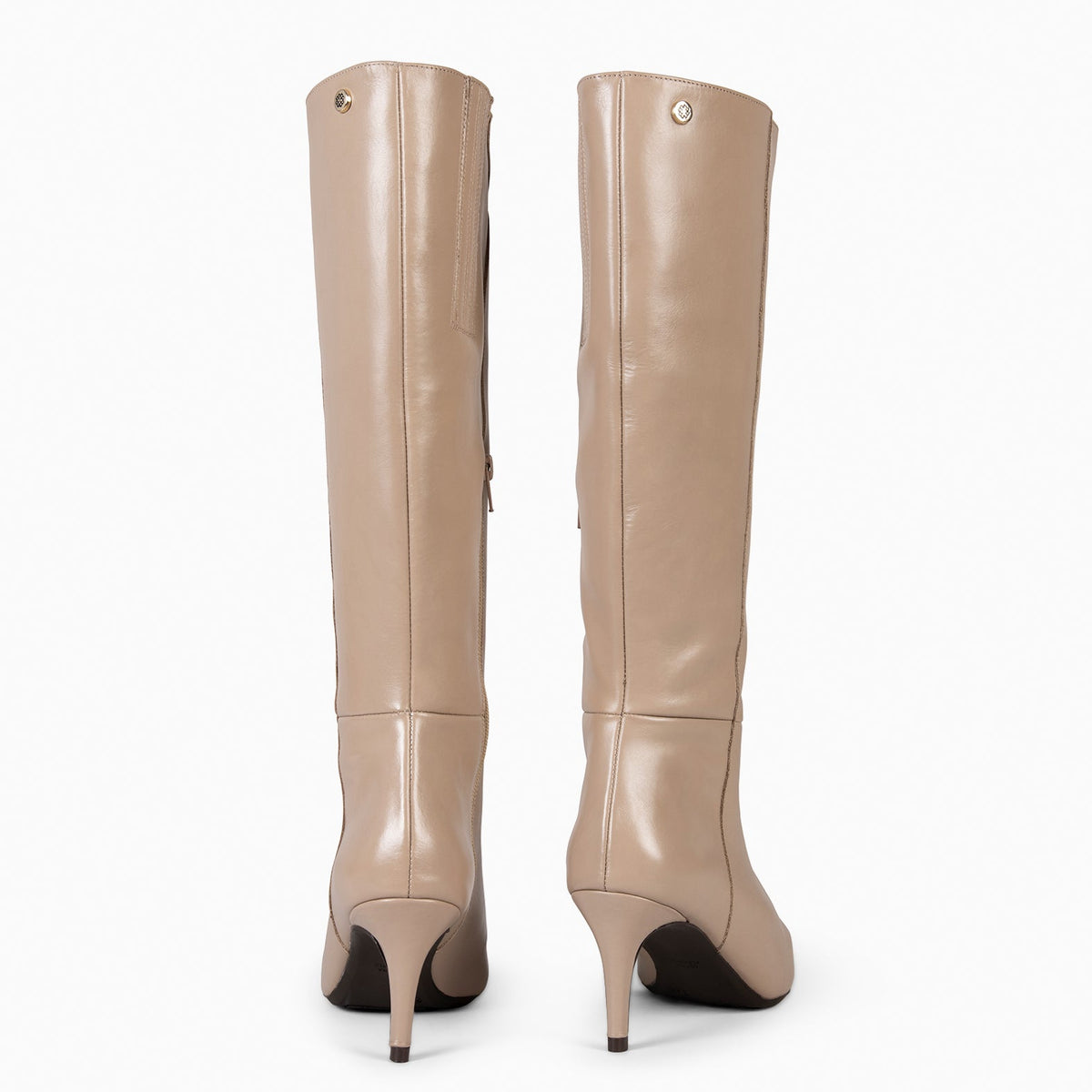 MANHATTAN - Botas de piel con tacón fino TAUPE