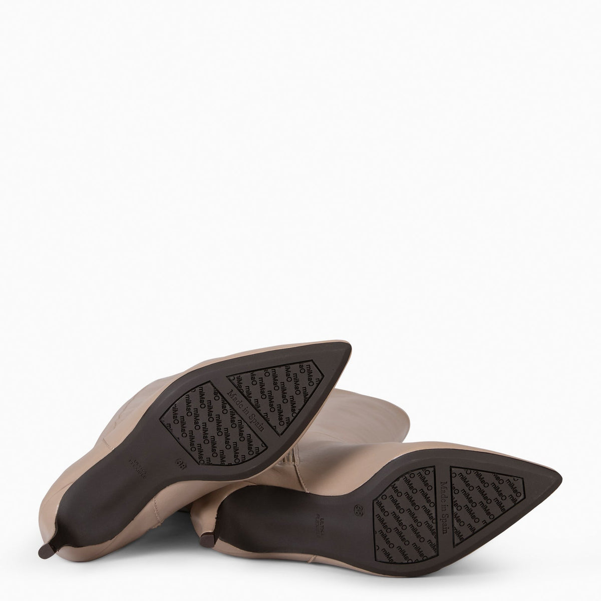 MANHATTAN - Botas de piel con tacón fino TAUPE
