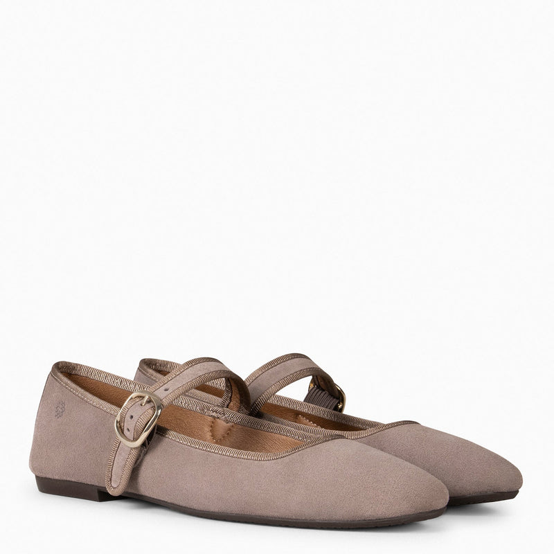 CLARA - Merceditas con puntera cuadrada en TAUPE