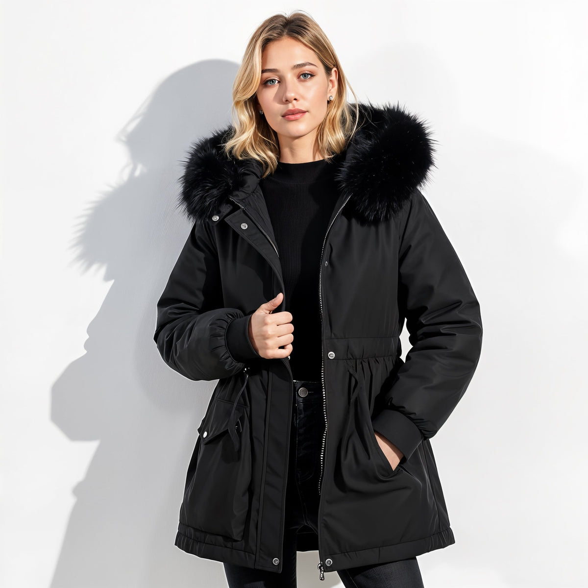 Virginia | Parka con Capucha de Pelo Sintético