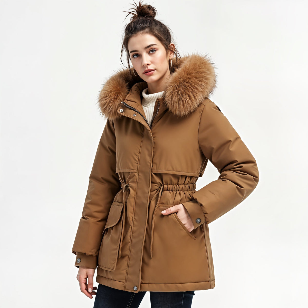 Virginia | Parka con Capucha de Pelo Sintético