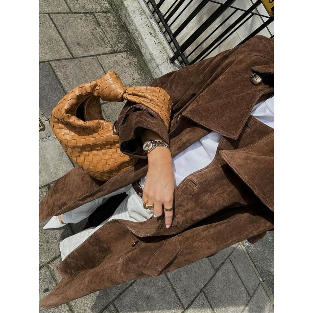 Raquel | Gabardina de Ante Sintético con Cinturón