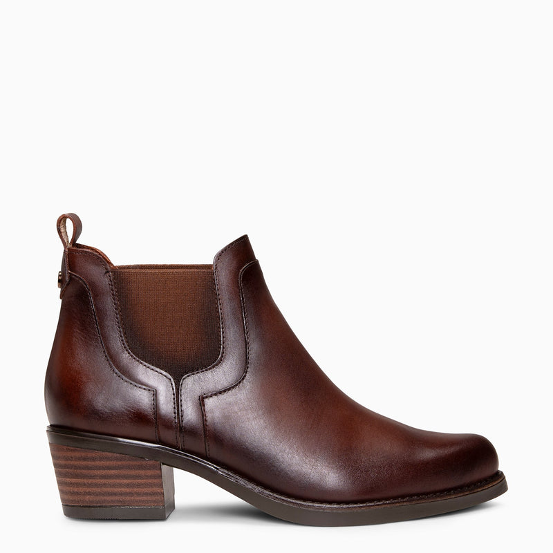 BILLY - Botines de tacón tipo Chelsea MARRON