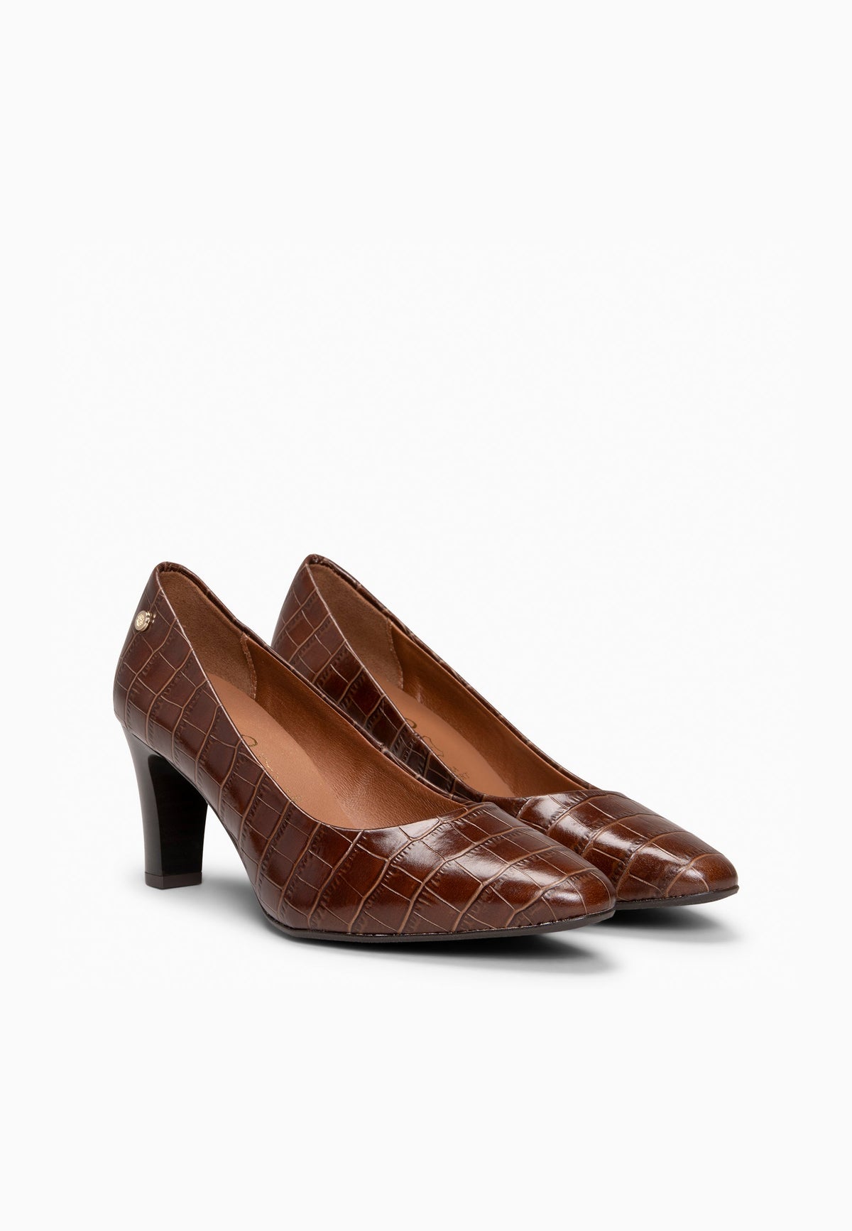 SABELA COCO – Zapato de tacón medio en piel MARRON