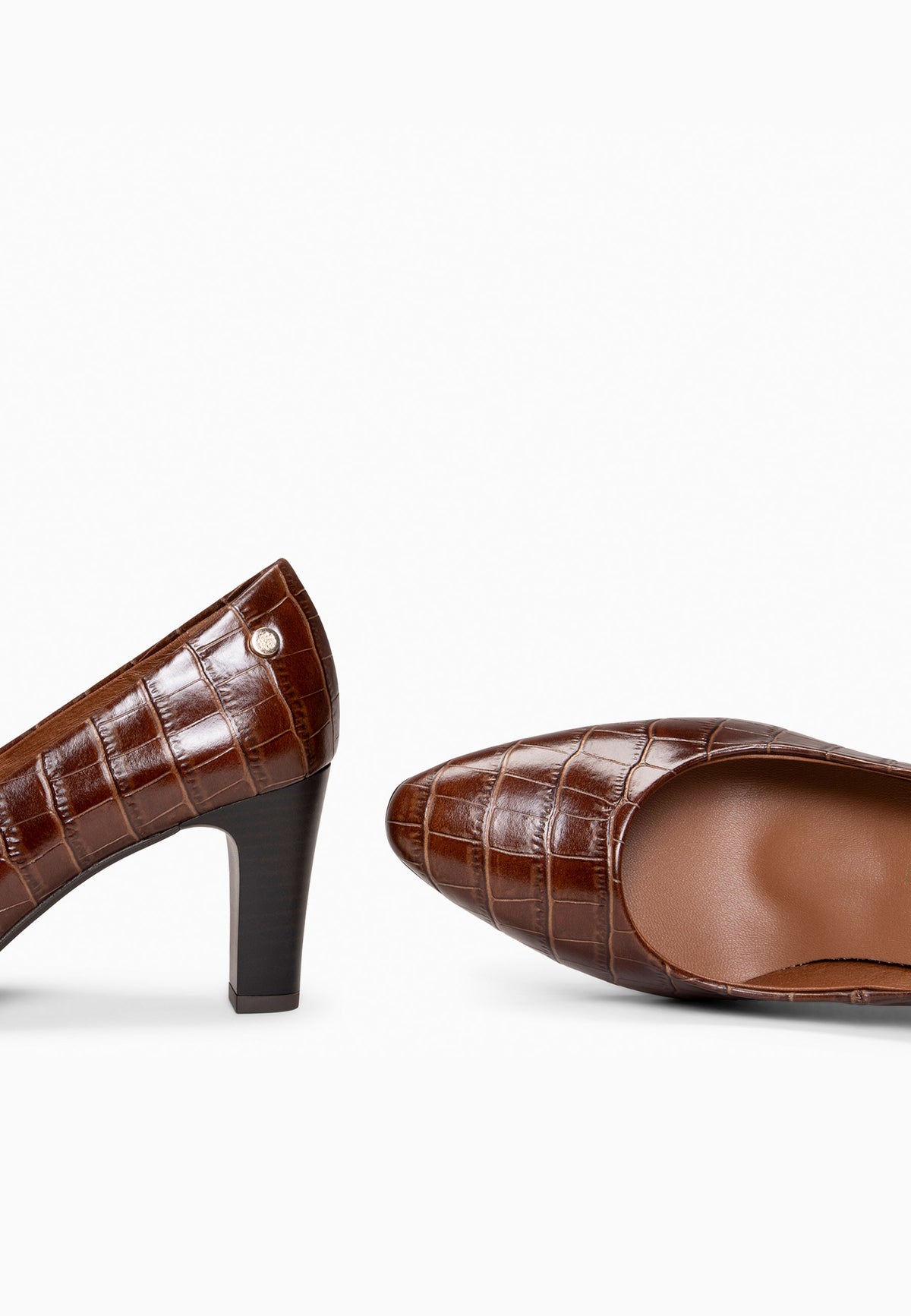 SABELA COCO – Zapato de tacón medio en piel MARRON