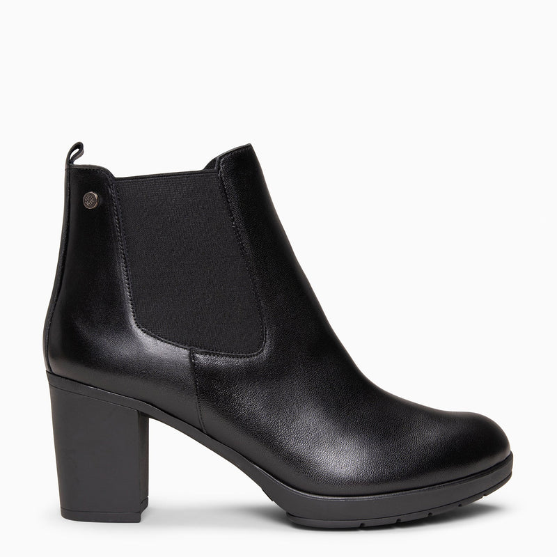 SABRINA – Botin de tacón alto con elástico lateral NEGRO