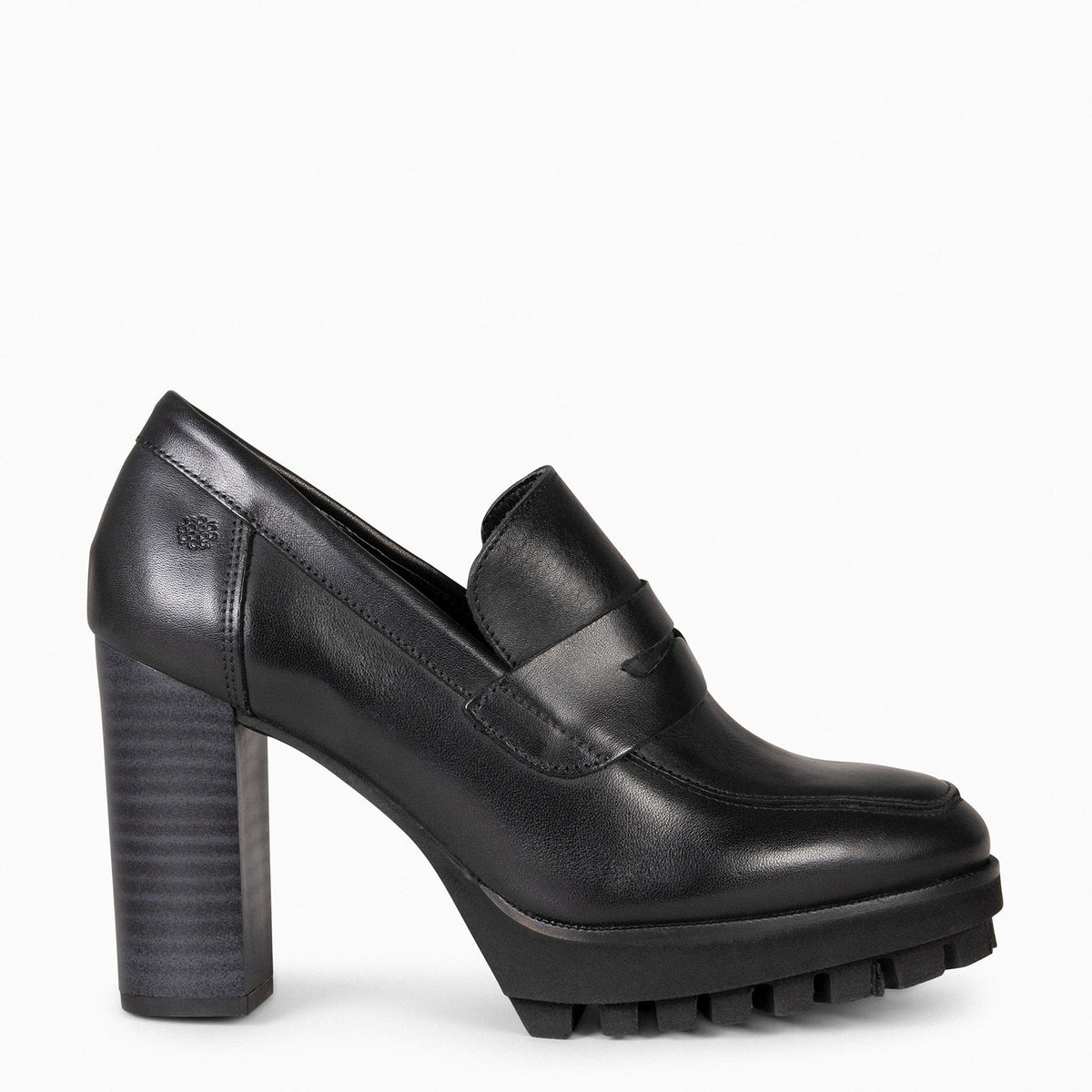 TREND - Mocasín con tacón y plataforma en NEGRO