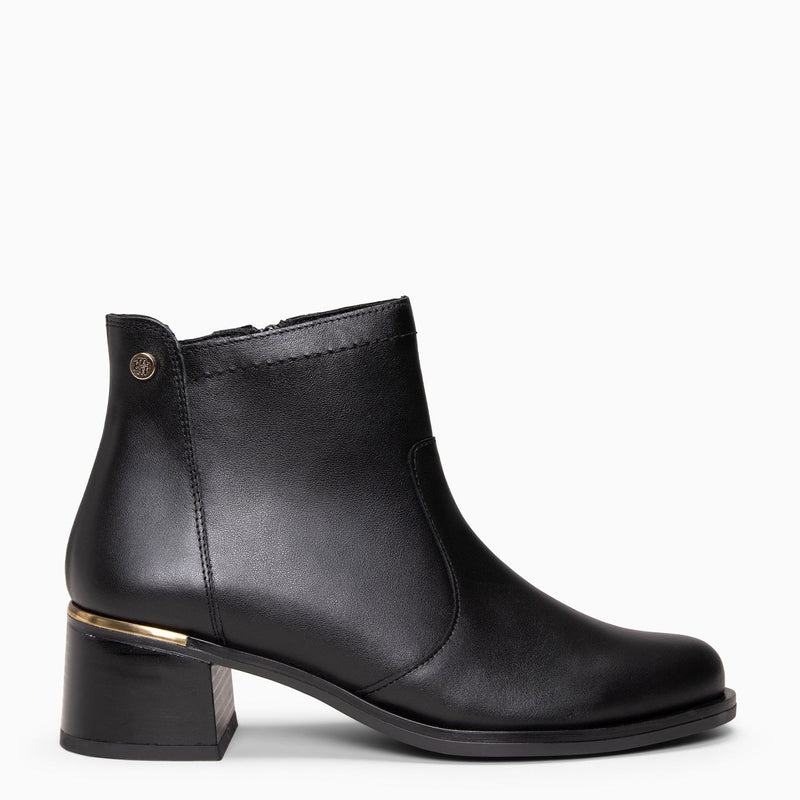 NIXIE – botines de tacón bajo para mujer NEGRO