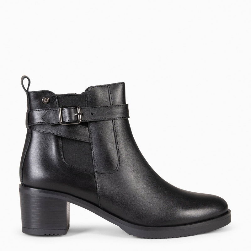 LEMY - Botines NEGRO de piel de napa