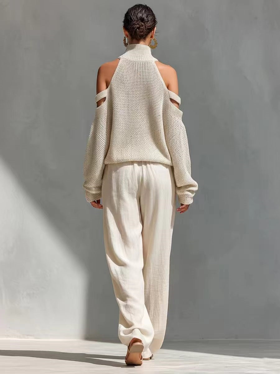 Conjunto de punto y lino a la moda