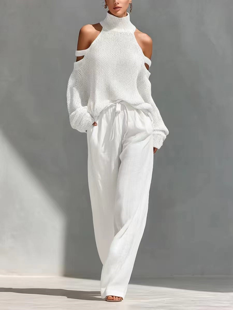 Conjunto de punto y lino a la moda