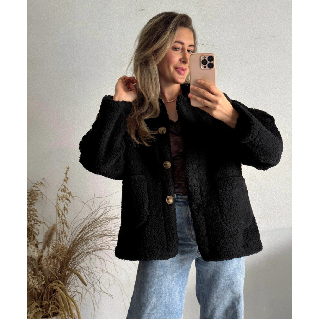 Marisa | Chaqueta Borreguito Crema con Botones