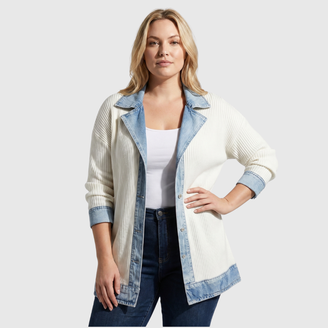 Verona | Chaqueta de Punto con Paneles en Denim