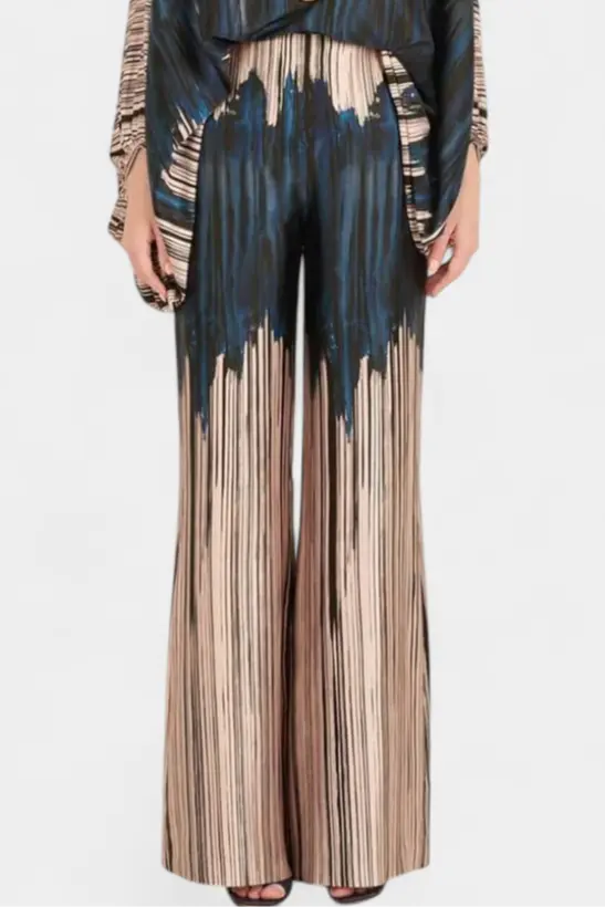 Sybella Conjunto de Dos Piezas con Hombros Descubiertos y Pantalones Amplios Estampados