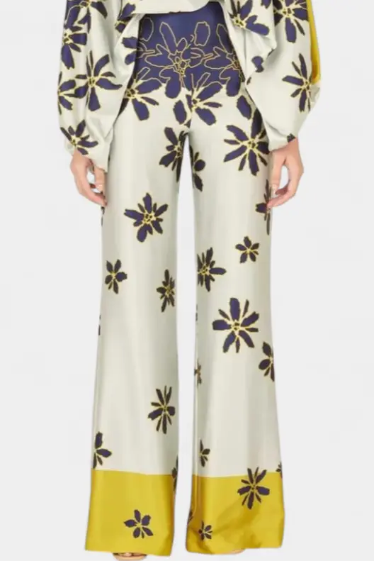 Sybella Conjunto de Dos Piezas con Hombros Descubiertos y Pantalones Amplios Estampados