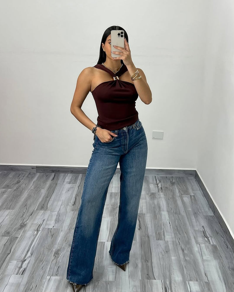 Top Aria Mocha Halter