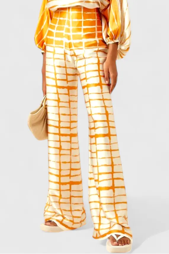 Sybella Conjunto de Dos Piezas con Hombros Descubiertos y Pantalones Amplios Estampados