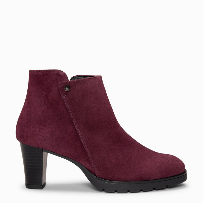 PRAGA - Botines BURDEOS con tacón