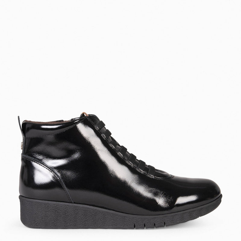 FLEXY - Zapatillas abotinadas CHAROL NEGRO