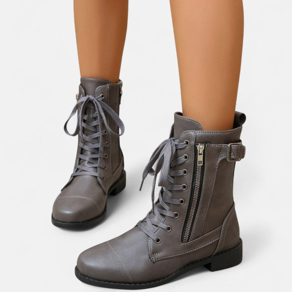 Nora | Botines con Cordones Estilo Militar para Mujer