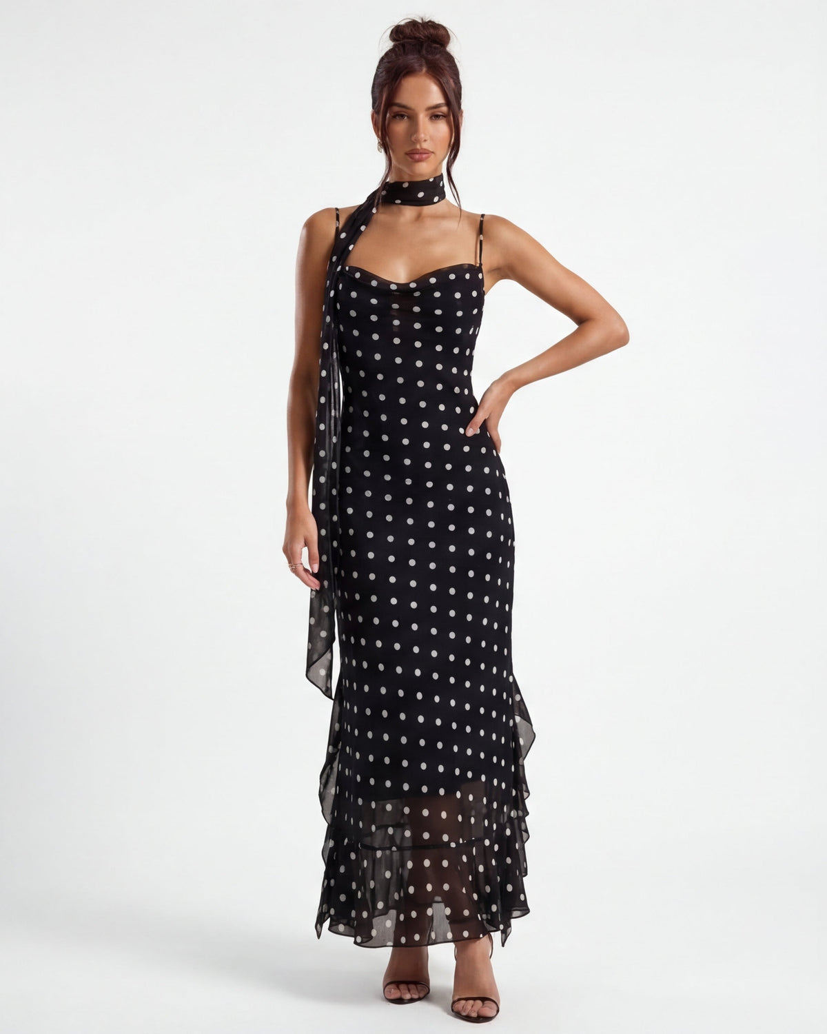 Vestido Maxi Noir Lunares