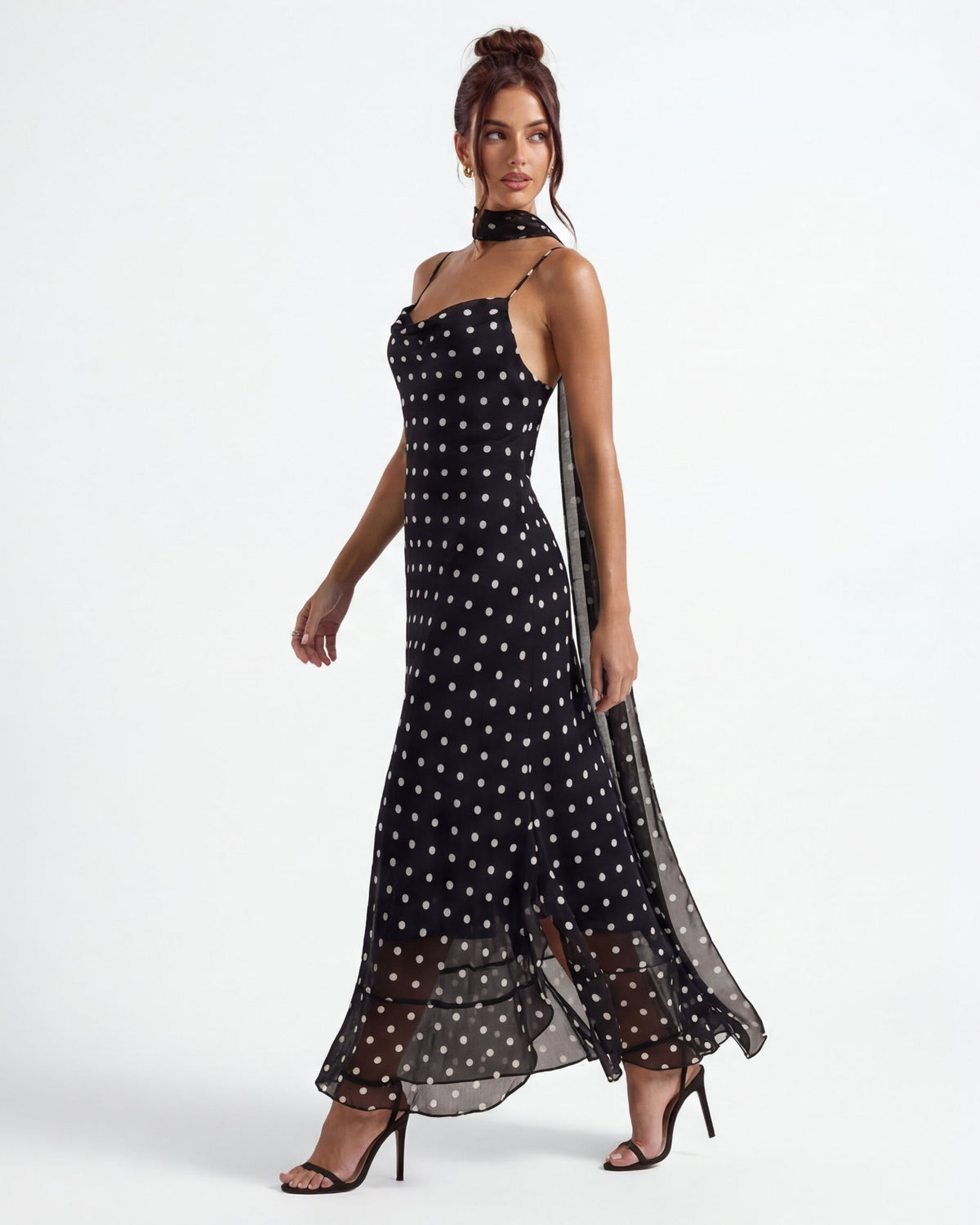 Vestido Maxi Noir Lunares