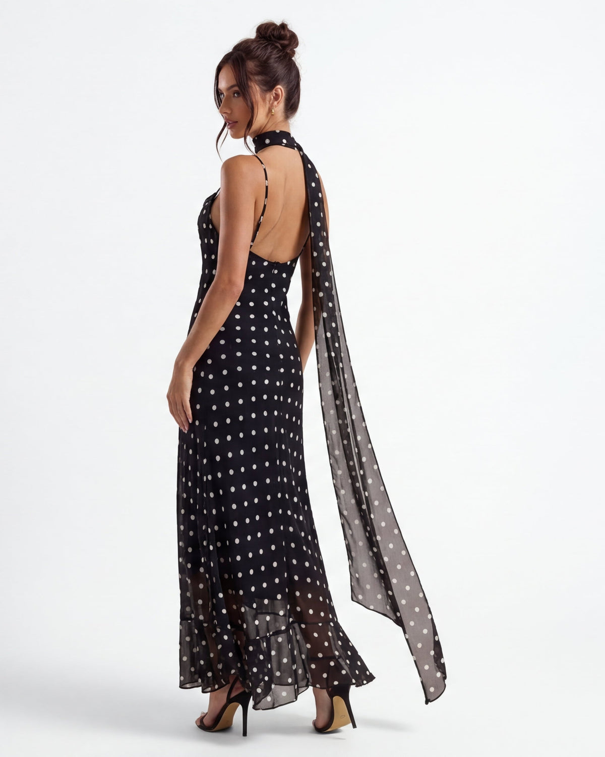 Vestido Maxi Noir Lunares