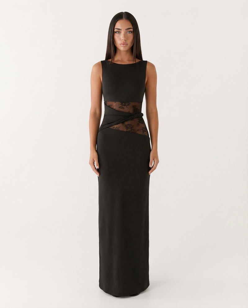 Vestido Lace Illusion Maxi